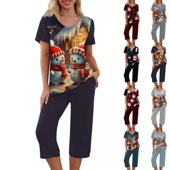 Комплекты из 2 предметов для женщин, летний топ с короткими рукавами и брюки с карманами, мягкие комплекты для тренировок XXL синий