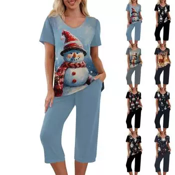 Комплекты из 2 предметов для женщин, летний топ с короткими рукавами и брюки с карманами, мягкие комплекты для тренировок XL