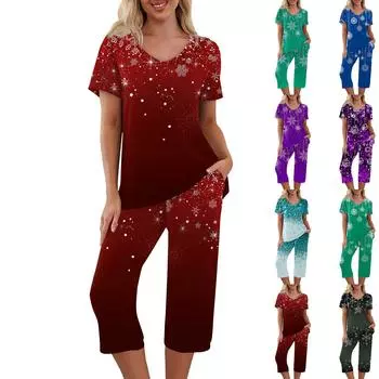 Комплекты из 2 предметов для женщин, летний топ с короткими рукавами и брюки с карманами, мягкие комплекты для тренировок XL зелёный