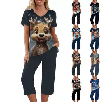 Комплекты из 2 предметов для женщин, летний топ с короткими рукавами и брюки с карманами, мягкие комплекты для тренировок XL