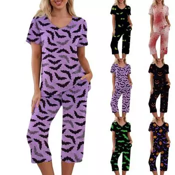 Комплекты из 2 предметов для женщин, летний топ с короткими рукавами и брюки с карманами, мягкие комплекты для тренировок L чёрный