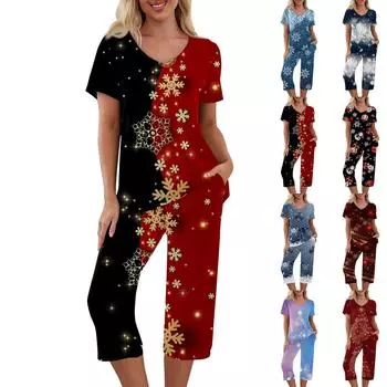 Комплекты из 2 предметов для женщин, летний топ с короткими рукавами и брюки с карманами, мягкие комплекты для тренировок XXL