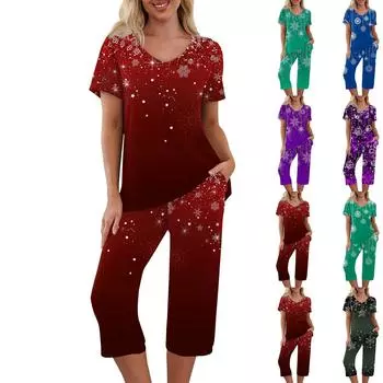 Комплекты из 2 предметов для женщин, летний топ с короткими рукавами и брюки с карманами, мягкие комплекты для тренировок L