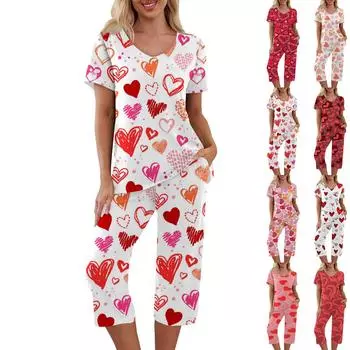 Комплекты из 2 предметов для женщин, летний топ с короткими рукавами и брюки с карманами, мягкие комплекты для тренировок M