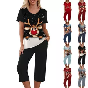 Комплекты из 2 предметов для женщин, летний топ с короткими рукавами и брюки с карманами, мягкие комплекты для тренировок L красный