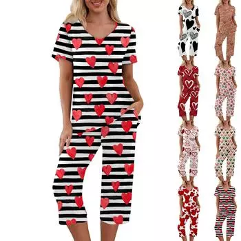 Комплекты из 2 предметов для женщин, летний топ с короткими рукавами и брюки с карманами, мягкие комплекты для тренировок M киноварь