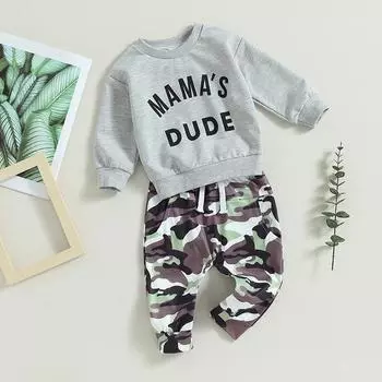 Комплекты из 2 шт. штанов для маленьких мальчиков, комплекты из толстовки с длинными рукавами и брюками на шнурке, 6 мес., 12 мес., 18 мес., 24 мес., 3 года 18-24 Months серый