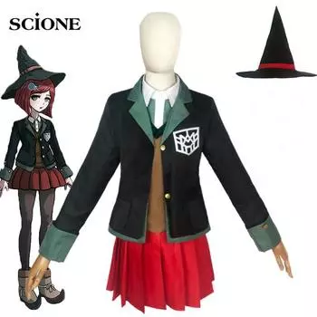 Комплекты из 5 шт., Danganronpa Magician Yumeno Himiko, карнавальный костюм, школьная форма для девочек, вечерние юбки на Хэллоуин, комплект, костюм, волшебная шляпа XS