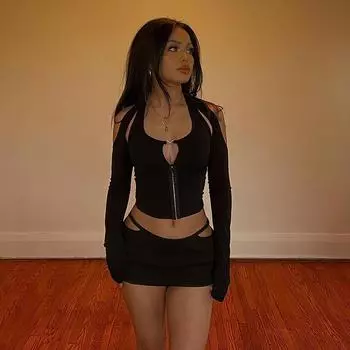 Комплекты из двух предметов с открытыми плечами, женские комплекты из двух предметов, женский комплект из 2 предметов, летний топ + юбки, женский спортивный костюм для женщин, костюмы S чёрный