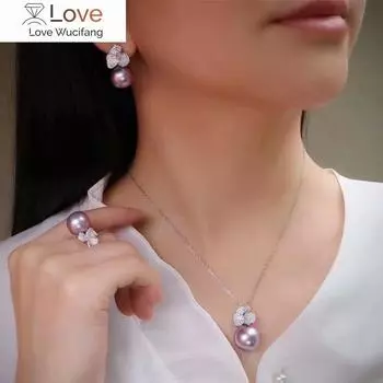 Комплекты из жемчуга, ювелирные изделия из стерлингового серебра 925 пробы, натуральный жемчуг пресноводного светло-фиолетового цвета, женские комплекты ювелирных изделий 45cm