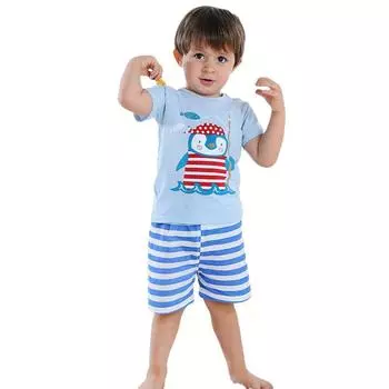 Комплекты летней одежды, детская одежда с принтом мультфильмов, костюмы из хлопка, повседневная спортивная одежда для маленьких мальчиков, От 6 месяцев до 5 лет 80