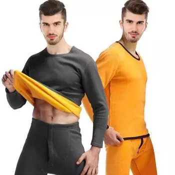 Мужской комплект теплого нижнего белья на зиму L чёрный