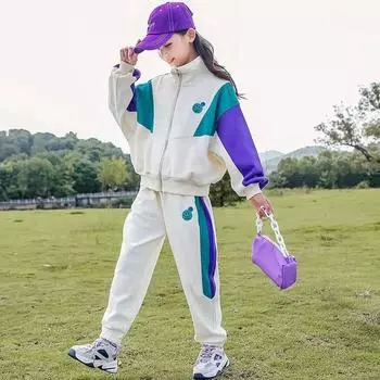 Комплекты одежды для девочек, весенние и осенние спортивные топы с длинными рукавами + брюки, 2 предмета, детская одежда, спортивный костюм, детский наряд 6-14 лет 170 чёрный