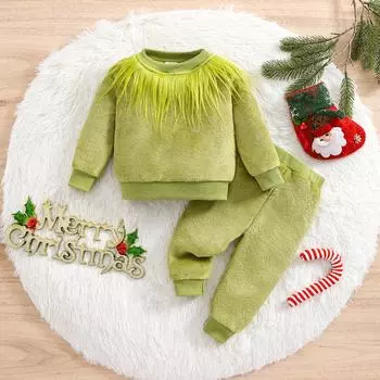 Комплекты одежды для мальчиков и девочек, однотонный комплект из толстовки с длинными рукавами и брюк 3-6M