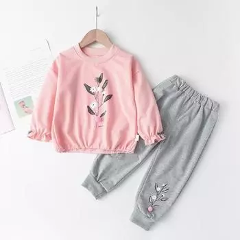 Комплекты одежды из 2 предметов для маленьких девочек, осенне-зимняя одежда для маленьких девочек, детский спортивный костюм для девочек, детская одежда 120 розовый
