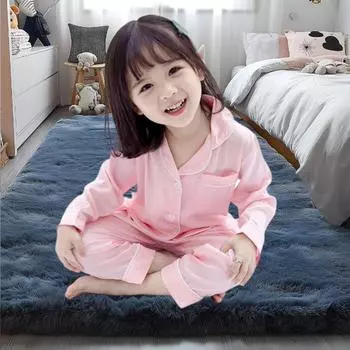 Комплекты пижам из 2 предметов для девочек, шелковая атласная однотонная ночная рубашка, детская одежда для сна для мальчиков и девочек, комплекты пижам 80/S белый