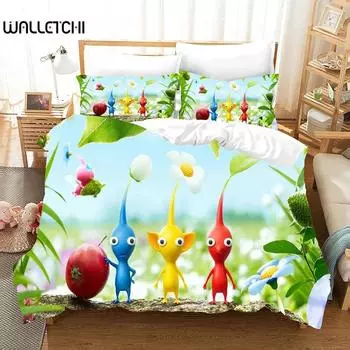 Комплекты постельного белья 3D Pikmin Пододеяльник с наволочкой Twin Full Queen King Постельное белье Пододеяльник 70x133cm 2pcs