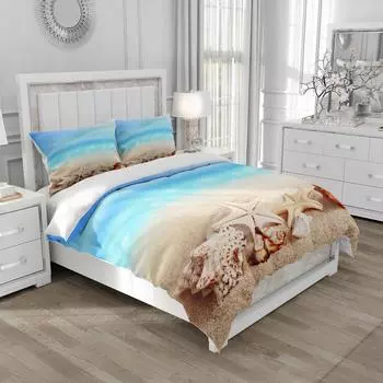 Комплекты постельного белья 3D пляжный пододеяльник с принтом, одеяло для королевского размера, 2/3 шт., постельное белье с наволочкой, постельное белье DE 135x200cm