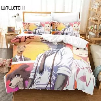 Комплекты постельного белья Beastars Kids Anime Duvet Cover Set Comforter Bed Belt Twin Queen King Single Size Dropshipping Gift Boys EU Single 135x200cm