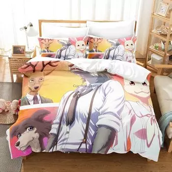 Комплекты постельного белья Beastars Kids Anime Duvet Cover Set Comforter Bed Belt Twin Queen King Single Size Dropshipping Gift Boys EU Single 135x200cm