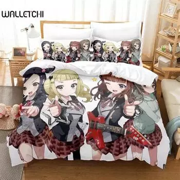 Комплекты постельного белья для девочек с принтом в стиле аниме BanG Dream, комплект постельного белья для девочек, пододеяльник, комплект постельного белья 135x200cm 2pcs