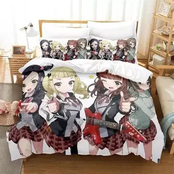 Комплекты постельного белья для девочек с принтом в стиле аниме BanG Dream, комплект постельного белья для девочек, пододеяльник, комплект постельного белья 70x133cm 2pcs