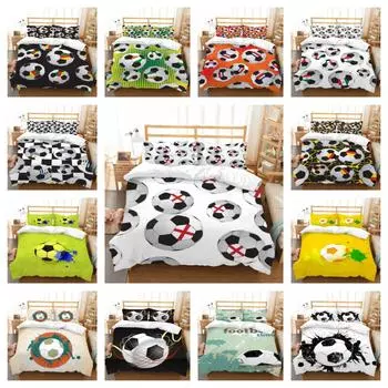 Комплекты постельного белья, домашний текстиль, уникальный дизайн, двойной и одинарный размер, комплект пододеяльников с 3D футбольным принтом, покрывало на кровать, костюм UK Single 135x200cm