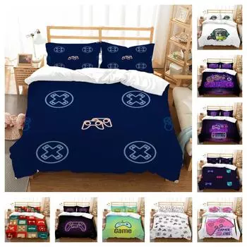 Комплекты постельного белья, домашний текстиль, комплект пододеяльников с 3D геймерской печатью, черный фон, роскошный комплект постельного белья, высокое качество UK Single 135x200cm