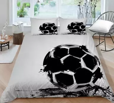 Комплекты постельного белья Футбольный дизайн 2/3 шт. Удобный комплект пододеяльников Наволочка Удобное теплое постельное белье Постельный костюм Single 135x200cm