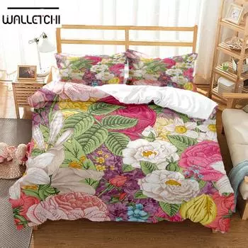 Комплекты постельного белья из полиэстера с цифровым принтом «Растения и цветы» для детей, покрывала для мальчиков, комплект постельного белья для подростков EU single(135x200cm)