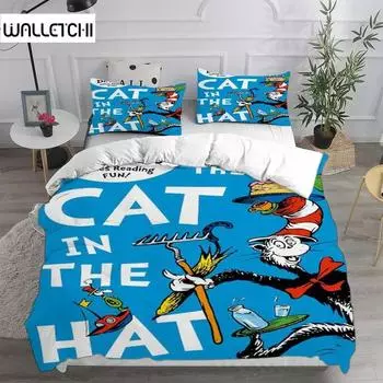 Комплекты постельного белья «Кот в шляпе» Одеяло Одеяло Покрывало Пододеяльник Наволочка Наборы Детский Взрослый Домашний Текстиль 70x133cm 2pcs