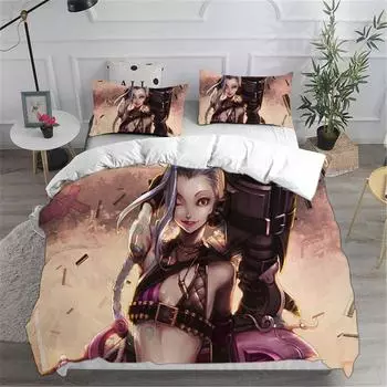 Комплекты постельного белья LOL Jinx Arcane Australia EuropeUSA Full Queen King Size Одеяло, пододеяльник, наволочка, комплект 70x133cm 2pcs