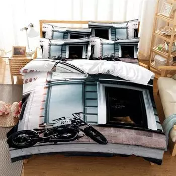 Комплекты постельного белья Moto 3D Digital Home Bedwear Super King Cover Pillowcase Comforter Textiles Bedding Set bed cover set 70x133cm 2pcs
