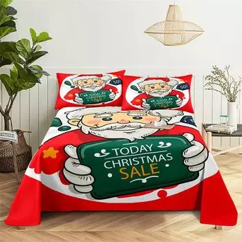 Комплекты постельного белья Простыня с рождественским принтом Модный дизайн Двуспальная простыня для мальчиков и девочек Комплект простыней и наволочек 150X230cm(2Pcs)