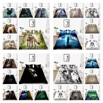 Комплекты постельного белья с 3D принтом волка, постельное белье, двуспальная и односпальная кровать размера «king-size», наволочка, высокое качество, мягкое пододеяльник UK Single 135x200cm