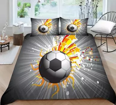 Комплекты постельного белья с 3D футбольным дышащим теплым принтом, постельное белье, полный комплект двуспальной кровати, домашние покрывала для спальни, наволочка Single 135x200cm