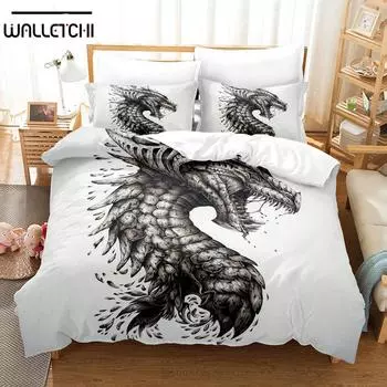 Комплекты постельного белья с 3D-драконом, пододеяльник с наволочкой, двуспальная кровать, двуспальная кровать, постельное белье EU single(135x200cm)
