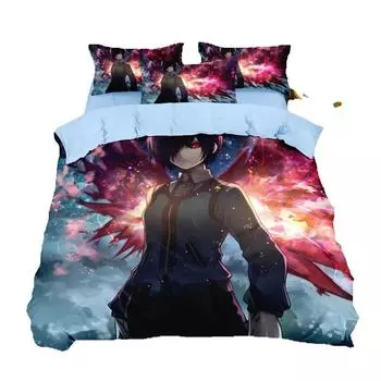 Комплекты постельного белья с принтом Tokio El Band, комплект постельного белья Ghoul, комплект постельного белья с аниме Tokyo Ghoul, пододеяльник, наволочка, одеяло 135x200cm 2pcs