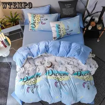 Комплекты постельного белья Удобный домашний текстиль из четырех предметов Мягкий теплый хлопковый уютный пододеяльник Twin 3Pcs Size