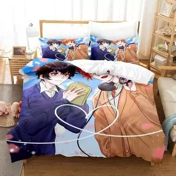 Комплекты простыней с 3D-принтом в стиле аниме Kawaii Sasaki To Miyano, комплект постельного белья Single Twin Full Queen King Size, комплект постельного белья Aldult Kid Bedroom 70x133cm 2pcs