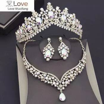 Комплекты свадебных украшений из фиолетового кристалла для женщин, свадебная корона, серьги, диадемы, ожерелье, комплекты выпускного вечера для невесты в Дубае