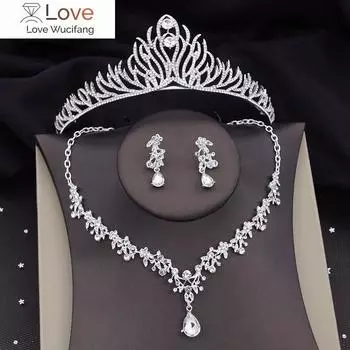 Комплекты свадебных украшений со стразами для женщин, тиара, корона, ожерелье, серьги, свадебные комплекты, комплекты ювелирных украшений для выпускного вечера, роскошные аксессуары