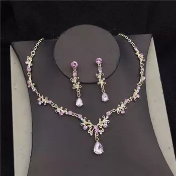 Комплекты свадебных украшений в стиле барокко с кристаллами, комплект ожерелья для невесты, модные серьги, комплект свадебных украшений золотой