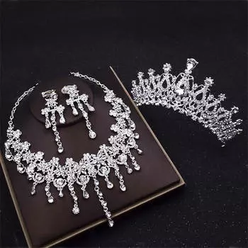 Комплекты свадебных украшений в стиле барокко с каплями воды, диадемы со стразами, короны, серьги для невесты, свадебные украшения