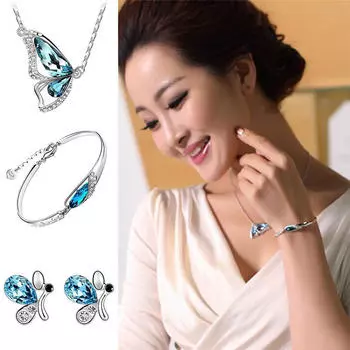 Комплекты украшений «Бабочка»: ожерелье + серьги + браслет