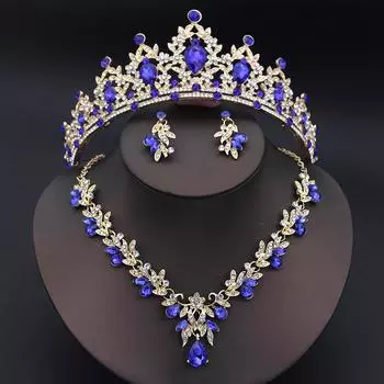 Комплекты украшений «Корона принцессы» для женщин, тиары, свадебное ожерелье, серьги, комплекты украшений для девочек на выпускной вечер