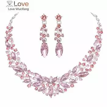 Комплекты ювелирных изделий из кристаллов и страз с коронами, свадебные и вечерние комплекты ожерелий для женщин, ожерелье Birdesmaid, подарок красный