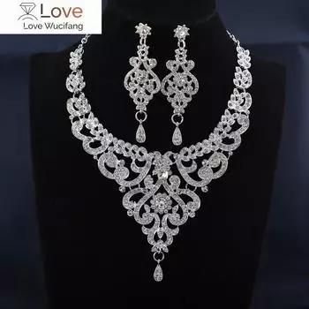 Комплекты ювелирных изделий в стиле барокко с геометрическим кристаллом из Дубая, женские серьги-гвоздики, чокеры, ожерелья, свадебные нигерийские африканские бусы, комплект ювелирных изделий