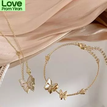 Комплекты ювелирных изделий в виде бабочек из стерлингового серебра 925 пробы для женщин, свадебные серьги из белой ракушки, набор изящных ожерелий, подарки