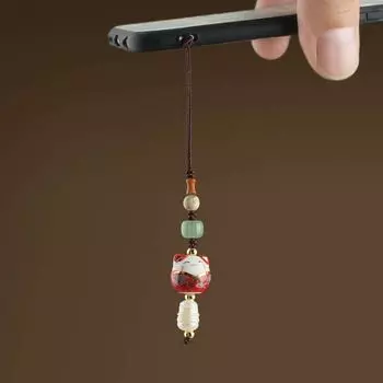 Компоненты брелка Ювелирные изделия Ремешок для мобильного телефона Lucky Cat Автомобильный брелок Керамические брелки